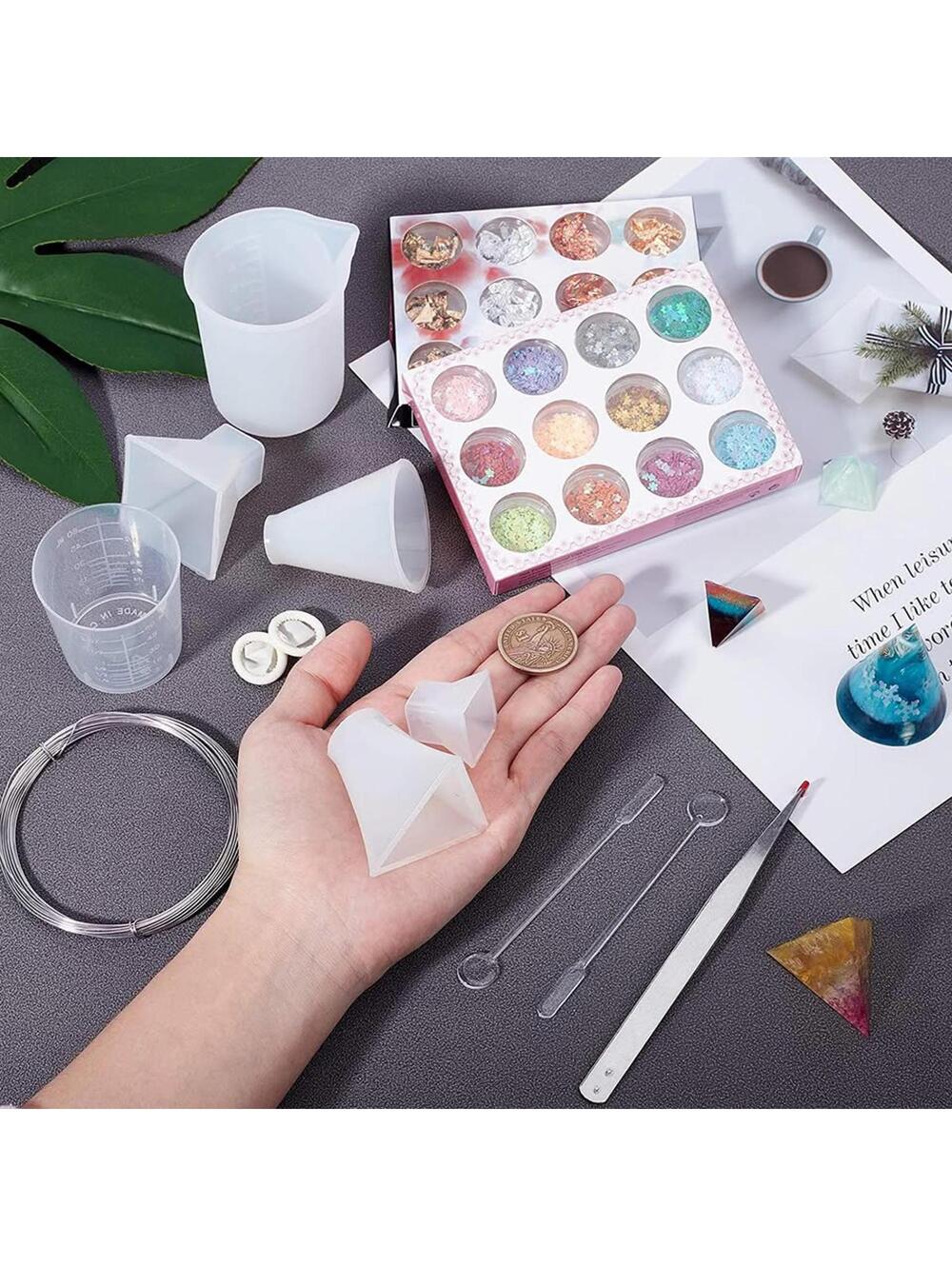 Silicone Pyramid and Cone Resin Molds Set for Crafting 52pcs Resin Silicone Mold
